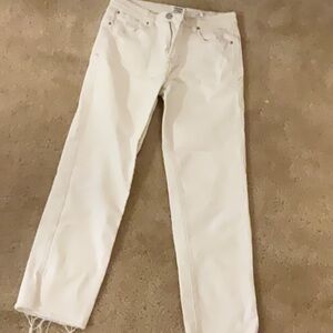 White Straight-Leg Jeans, slight green stain on back pocket